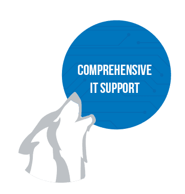 Service-Plans-graphics-COMPREHENSIVE Graphic at Wolf Consulting showing Comprehensive IT Support options