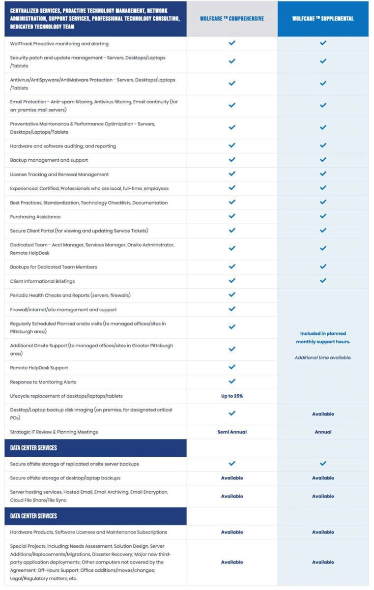 IT Consulting Service Plans at Wolf Consulting