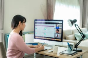 woman working remote from her home